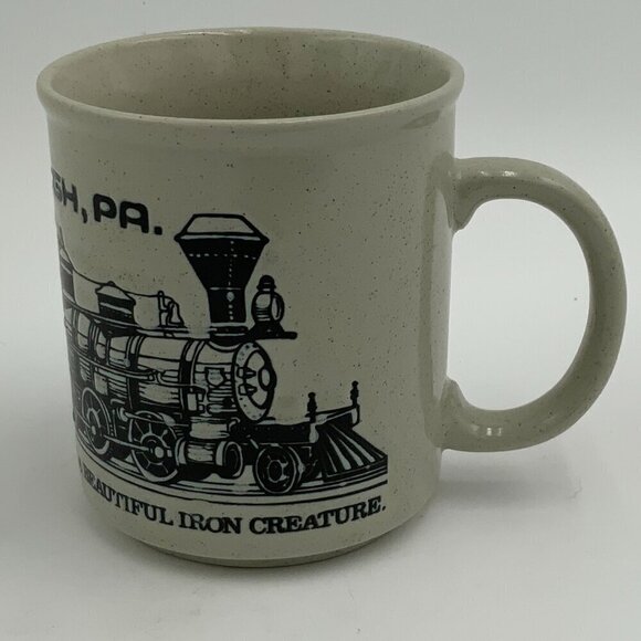 Pittsburgh PA The Steam Locomotive Iron Creature Embossed Train Mug Stoneware - Picture 6 of 6